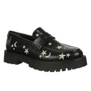 Sam and Libby Lug Sole Moon and Stars Black Loafer size 6